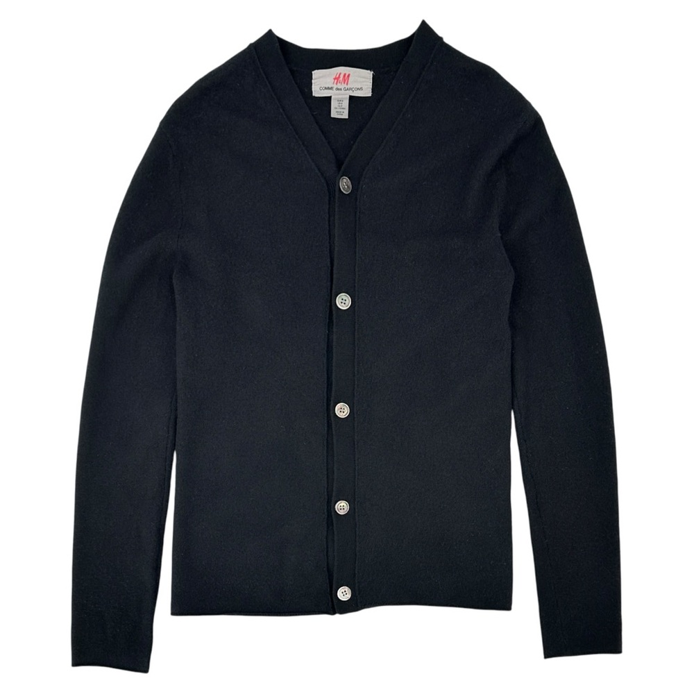 RARE Comme Des Garcons x H&M Black Wool Lightweight Minimalisy Cardigan Sweater